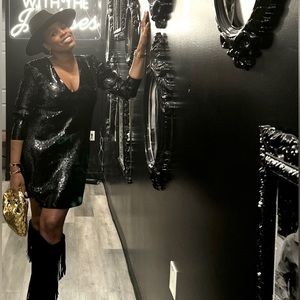 Black Express sequin dress, can fit up to an XL.